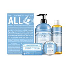 Dr. Bronner's Baby Unscented Gift Set 1 set Buy Baby Unscented Gift Set from Dr. Bronner's on Thrive Market. Find Organic Bath & Body products online. Get the best healthy groceries delivered to you, and save up to 50%. Free shipping on most orders! Enjoy the benefits of top Organic brands and products when you become a member. Dr Bronners, Sugar Soap, Pure Castile Soap, Natural Skincare Brands, Shave Gel, Organic Olive Oil, Organic Sugar, Hemp Seed Oil, Baby Gift Sets