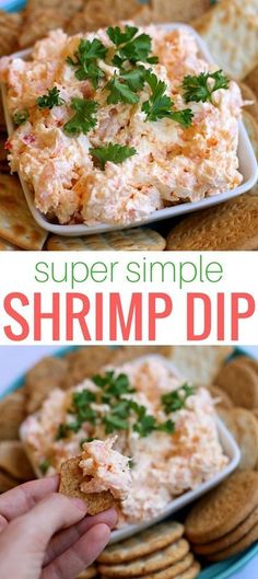 this super simple shrimp dip is the perfect appetizer to serve on crackers