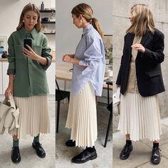 Swedish Work Outfit, Pleated Skirt Outfit Street Style, Accordion Pleated Skirt Outfit, Pleated Skirt 2023, Pleated Skirt Outfit 2023, Office Long Skirt Work Outfits, Office Pleated Skirt, Casual Pleated Skirt Outfit, White Pleated Skirt Outfit Summer