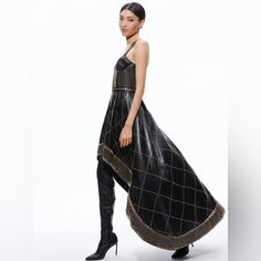 Jerlene Studded Vegan Leather Corset Gown Leather Corset Top, High Low Gown, Corset Gown, High Low Midi Dress, Floral High Low Dress, Corset Style Tops, High Low Skirt, Leather Corset, Racerback Dress