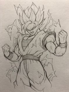 a drawing of the character gohan from dragon ball super saiyans, drawn in pencil