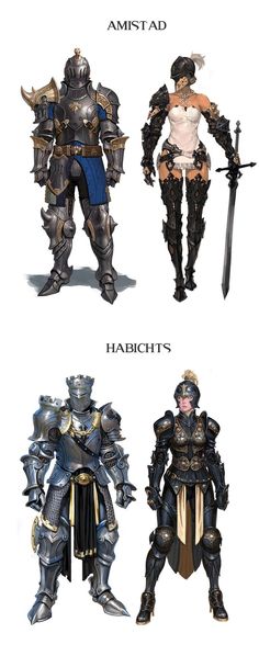 three different types of armor are shown in this graphic style, with the names above them