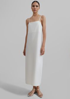 Aletta Midi Dress - Ivory The Frankie Shop, Frankie Shop, Paris Woman, Shades Of Beige, Straight Neckline, Straight Dress, Glamour Fashion, White Midi Dress, Maxi Dress Blue