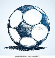 a drawing of a soccer ball on a blue background stock photo - image 34987