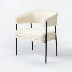 a white chair with black legs on a white background