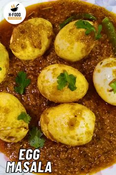 egg masala served in a bowl with garnish