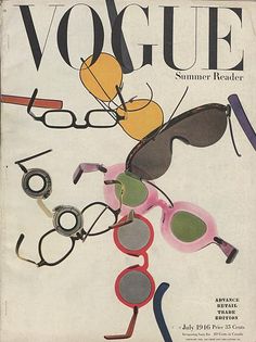 an old fashion magazine cover with sunglasses on it