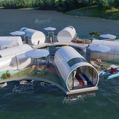 an artist's rendering of a floating hotel in the water