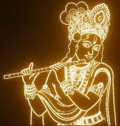 an illuminated image of a woman playing the flute