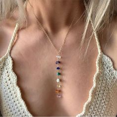 Pride Necklace, Gilbert Az, Chakra Necklace, Rainbow Necklace, Y Necklace, Healing Crystal Jewelry, Dope Jewelry, Chakra Jewelry, 7 Chakra