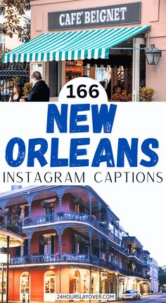 an advertisement for the new orleans instagramm captions in front of a cafe