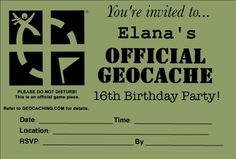 an official geocache birthday party card