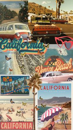 an image of california collage with cars and surfboards