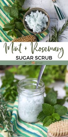 Here is an uber-moisturizing, exfoliating sugar scrub recipe that will wake up your skin and your mind with its invigorating rosemary and sweet spearmint scent. Make up a batch of this refreshing scrub to bring a boost to your morning shower routine, or give it away to someone who could use a little lift. #gardentherapy #essentialoils #handmadegifts #naturalskincare #sugarscrub #plantbasedbeauty Morning Shower Routine, Herbal Scrub, Sugar Scrub Homemade Recipe, Diy Natural Beauty Recipes, Homemade Sugar Scrub, Honey Store, Diy Sugar Scrub Recipe, Skin Moles, Garden Therapy