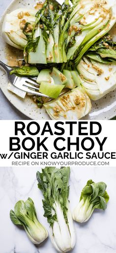 Tender Roasted Baby Boy Choy with Ginger and Garlic Sauce, a quick and easy vegan side dish that you'll to make again and again. Boy Choy, Umami Recipes, Choy Recipes, Homemade Takeout, Broccoli With Garlic Sauce, Gluten Free Asian Recipes, Aip Foods, Vegetarian Oyster Sauce, Asian Dinner