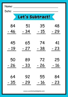 the subtract worksheet for students to practice subtracting with numbers