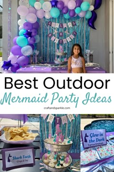 Mermaid Bbq Party, Mermaid Party On A Budget, Homemade Mermaid Party Decorations, Outside Mermaid Birthday Party, Mermaid Water Party, Five Year Old Mermaid Party, Mermaid Party Theme Ideas, Dive Into Five Birthday Decorations, Mermaid Theme Pool Party Ideas