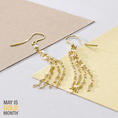 Made in Italy Diamond-Cut Tassel Drop Earrings in 14K Gold  #MayisGoldMonth Latest Gold Jewellery, Jewelry Styles, Tassel Drop Earrings, Diamond Stud Earrings, Diamond Stud, Rings Necklaces, Gold Jewelry Fashion, Round Cut Diamond, Diamond Earrings Studs