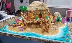 a cake made to look like a beach hut