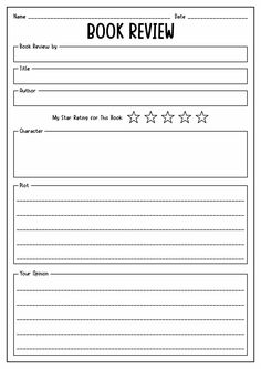 book review worksheet with five stars