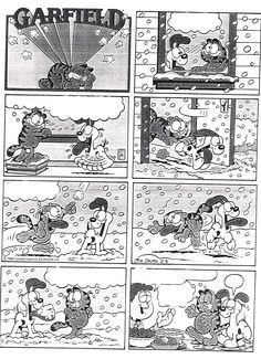 an old comic strip shows the story of garfield and his friends swimming in the water