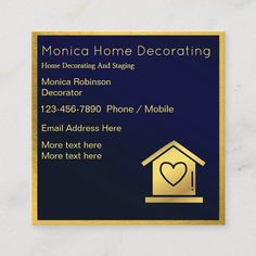 business card for monica home decorating