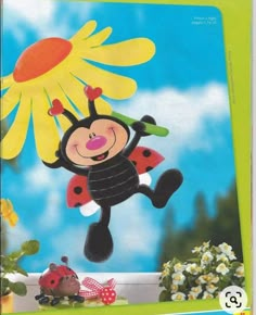 an image of a child's book cover with a ladybug in the air