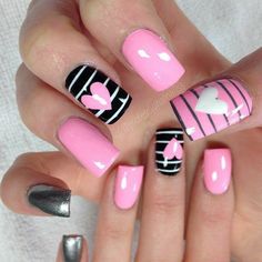 Valentines Nail Art Designs, Wedding Nail Art Design, Valentine Nail Art, February Nails, Nail Designs Valentines, Pink Nail Art, Pretty Nail Art Designs, Latest Nail Art, Nail Art Wedding