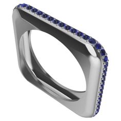 Platinum Soft Square Unisex Sculpture Ring with Sapphires. Tiffany Designer , Thomas Kurilla created this simple chunk of platinum ring years ago. Simplicity is one of the trademarks that got him into Tiffany's. This updated version is styling now and fine for both sexes. Use as an alternative wedding band as well. These are stackable at 2.0 mm wide. With a line of sapphires running around the whole ring. Keeping it more interesting than ever. Made to order in NYC, please allow 3- 4 weeks delive Alternative Wedding Bands, Platinum Ring, Blue Sapphire Rings, Alternative Wedding, Custom Metal, Got Him, Green Gold, 18k Rose Gold, Green And Gold