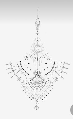 a drawing of a chandelier hanging from the ceiling