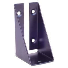 a purple metal shelf bracket with two holes on the front and one hole in the back