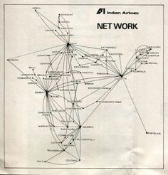 an old map with many lines and dots in the shape of a network on it