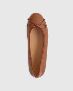 Women's Italian Leather Bow Ballet Flat Brown Leather Flats Women, Ballet Silhouette, Brown Ballet Flats, Leather Flats Women, Brown Leather Flats, Brown Flats, Brown Shoes, Leather Bow, Sheep Leather