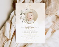 Celebrate your child's baptism with this beautiful boho and white roses invitation template. Featuring a blue flowers and green leaves design and fully editable fields, this instant download makes customization easy. Print it out for a professional-looking invite that's perfect for any religious event. Get yours today! ✶ DEMO - TRY IT BEFORE YOU BUY IT - FREE! ✶ ------------------------------------------------------------- Copy and paste the link below into your web browser: https://www.corjl.co Roses Invitation Template, Baby Blessing Dress, Blessing Dress, 1st Communion, Baby Blessing, Free Girl, Leaves Design