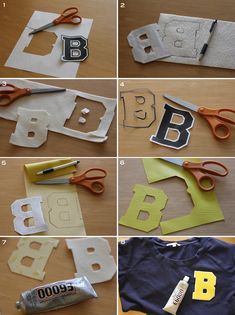 the instructions for how to make paper letters with construction paper and scissors are shown in this step - by - step photo