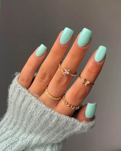 Aqua Nails, Beachy Nails, Turquoise Nails, Bright Summer Nails, Easy Nails, Simple Acrylic Nails, Vacation Nails