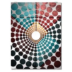 an abstract art piece with circles and dots on it's surface, including the center