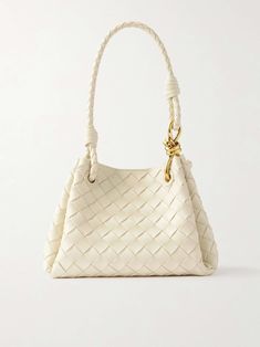 BOTTEGA VENETA Andiamo Parachute small intrecciato leather shoulder bag Bottega Bag, Knotted Top, Dream Bag, Dream Bags, Flat Dress Shoes, Raffia Bag, Luxury Bag, Air Pods, Phone Card