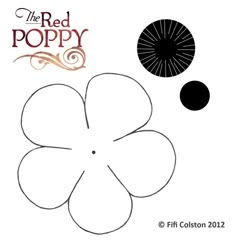 the red poppy logo is shown in black and white, as well as an image of a flower