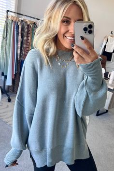 Oversized Crew Neck Sweater – RubyClaire Boutique Plus Size Oversized Sweater, Oversized Sweater And Leggings, Sweater And Leggings, Lounge Wear Sets, Winter Dream, Crew Neck Sweaters, Oversized Knit Sweater, Brunette Models, Oversized Knit Cardigan