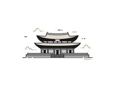 Gyeongbokgung Palace Drawing, Korea Art Draw, Korea Logo Design, South Korea Drawing, Logo Korea, Korea Drawing, Korea Illustration, Korea Logo, Korean Logo