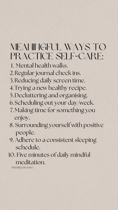 the instructions for how to practice self care