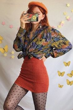 Professional Artsy Outfit, Colorful Outfit Women, Whimsy Aesthetic Outfits, Colorful Clothing Aesthetic, Eclectic Fashion Vintage, Girly Pop Outfit, Funky Sweaters Outfit, Arthoe Outfit, Red Inspired Outfits