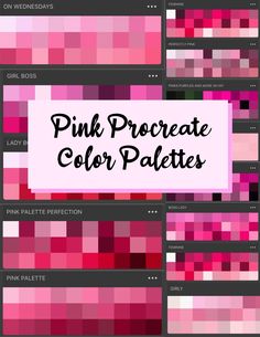 pink and black color palettes with the text pin procreate color palettes