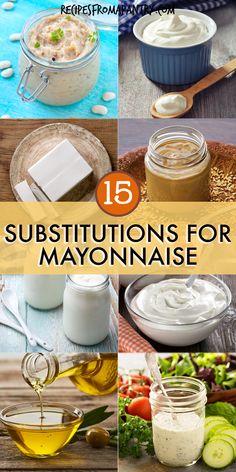 there are many different types of mayonnaise in this collage with the title above it