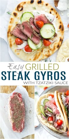 easy grilled steak gyros with tzatzh sauce