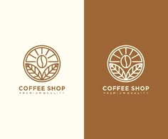 the coffee shop logo is shown in two different colors