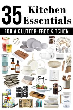 Kitchen essentials Essential Kitchen Utensils List, Modern Kitchen Items, Must Have Kitchen Tools, Kitchen Appliances Must Have List, Cute Kitchen Utensils Aesthetic, Best Kitchen Gifts, Kitchen Must Haves List, Kitchen Needs List