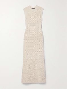 Elegant Fitted Knitted Dress, Elegant Open Knit Summer Dresses, Elegant Open Knit Crochet Dress For Summer, Elegant Crochet Midi Dress For Daywear, Elegant Midi Length Crochet Dress For Daywear, Chic Open Knit Maxi Dress For Spring, Elegant Open Knit Crochet Dress For Spring, Elegant Knit Maxi Dress, Elegant Summer Knit Dress