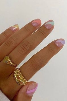 In LOVE with these pastels✨ Get these gorgeous nails with an at home mani - SHOP nail products on LOOKFANTASTIC✨ March Nails, Short Gel Nails, Minimal Nails, Cute Gel Nails, Nails Spring, Fire Nails, Dream Nails